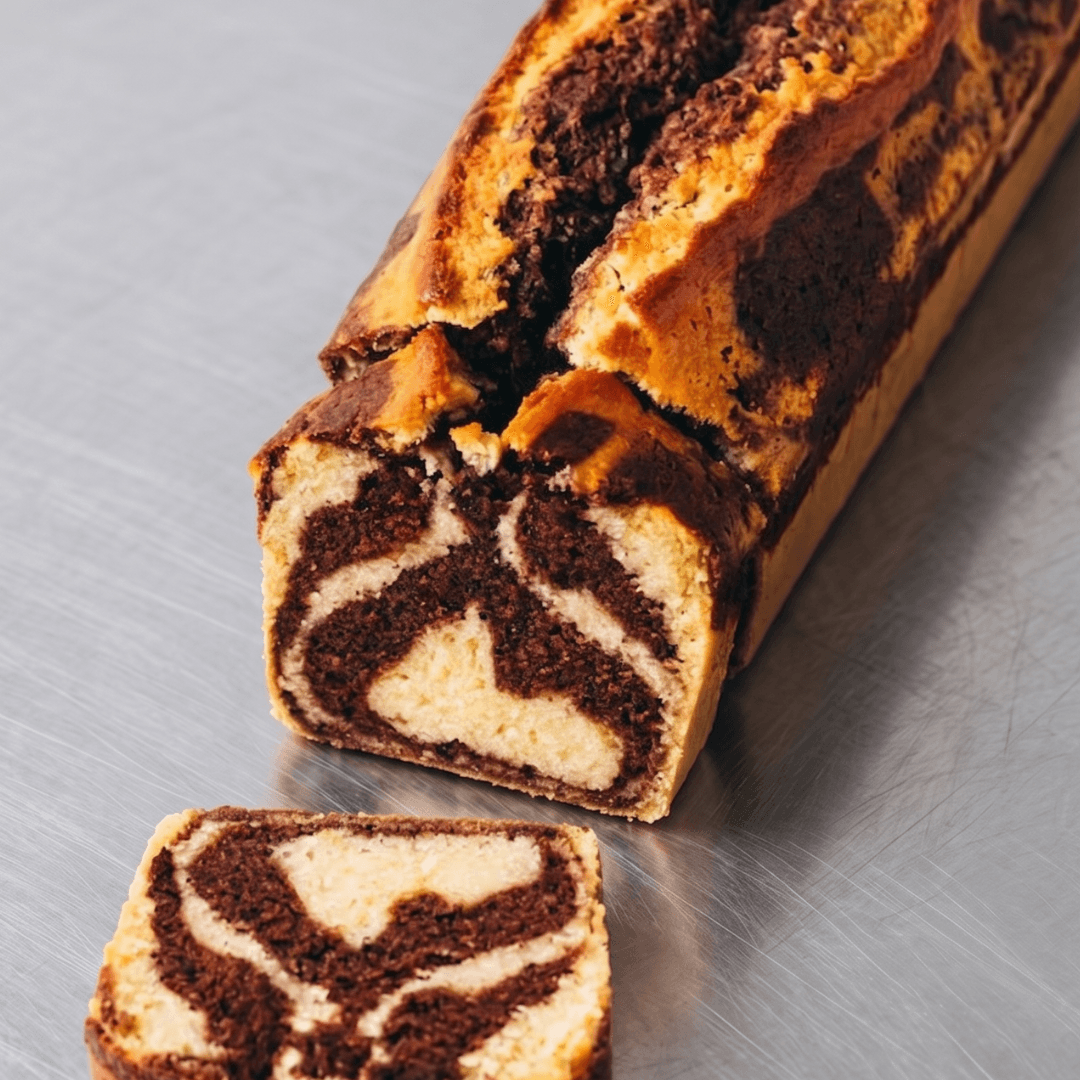 A slice of marble cake